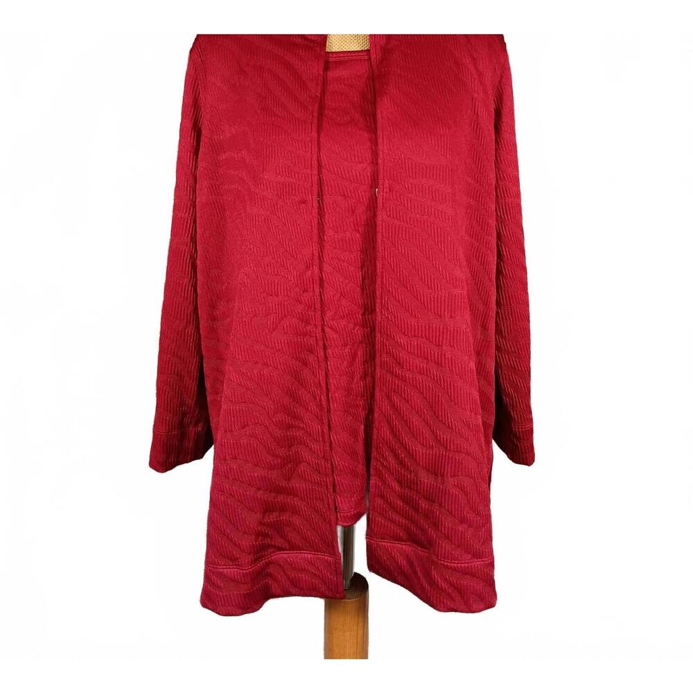NEW MULTIPLES women's 3/4 sleeve open front jacket and tank set in crimson